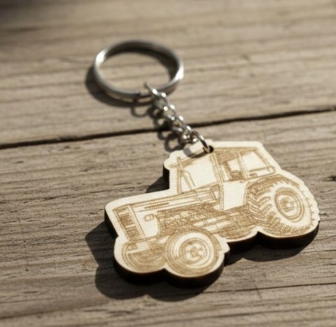 ...Brelok do kluczy TRAKTOR Ciągnik - Drewno Sklejka 3mm | Prezent Rolnik