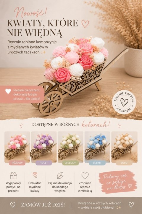 Bukiet mydlany kwiaty mydlane prezent dla kobiety mamy babci urodziny