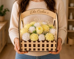 Bukiet mydlany kwiaty mydlane w koszu prezent dla kobiety mamy babci