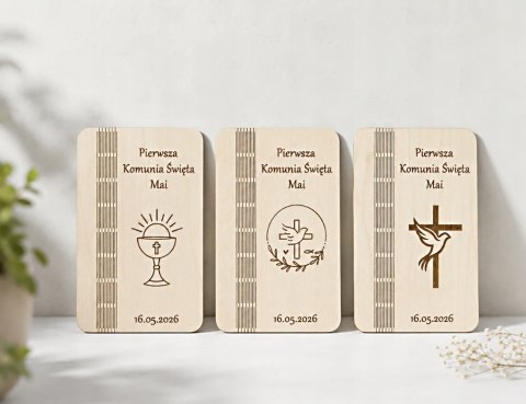 Drewniana koperta na pieniądze.Pamiątka Komunii Świętej | Grawer Imię Data