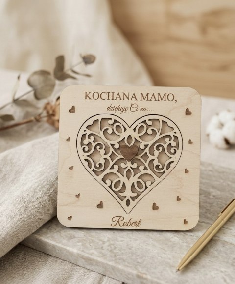 Drewniane Serce z Grawerem - Personalizowany Prezent dla Mamy