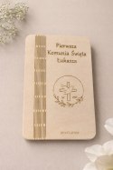 Drewniane pudełko na pieniądze -Pamiątka I Komunii Świętej. Personalizacja