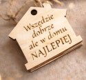 Drewniany breloczek domek 5 cm grawer personalizowany sklejka zawieszka
