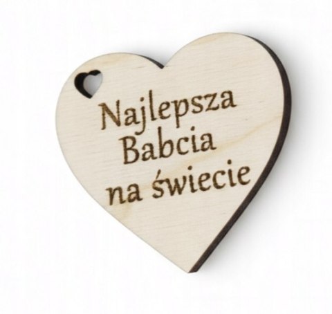 Drewniany breloczek serce 5 cm grawer personalizowany sklejka zawieszka