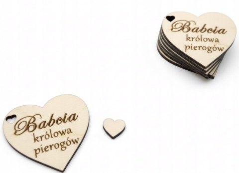Drewniany breloczek serce 5 cm grawer personalizowany sklejka zawieszka