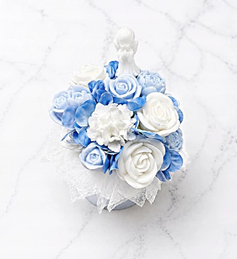 Flowerbox komunia chrzest NIEBIESKI | mydlany | zapach jaśmin magnolia |M