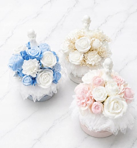 Flowerbox komunia chrzest NIEBIESKI | mydlany | zapach jaśmin magnolia |M