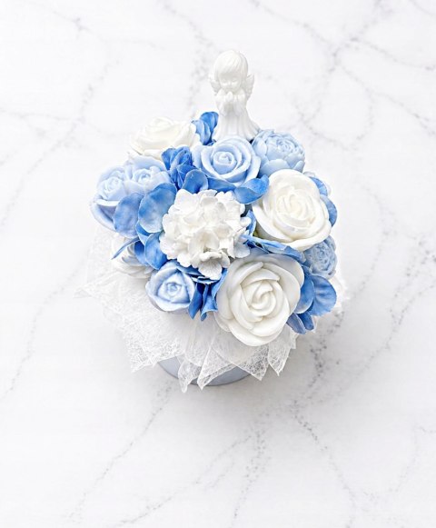 Flowerbox komunia chrzest NIEBIESKI | mydlany | zapach jaśmin magnolia |M