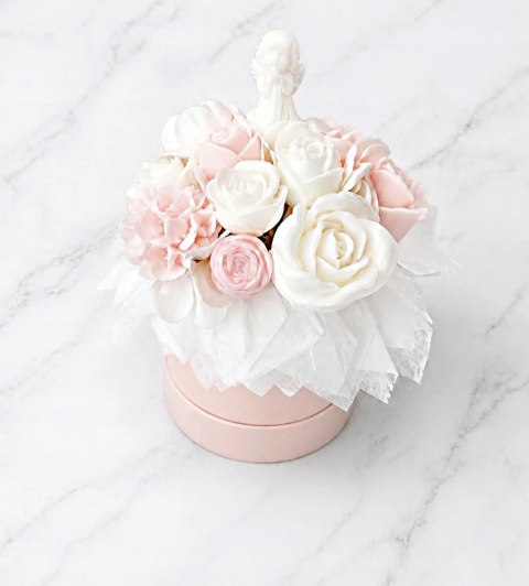 Flowerbox komunia chrzest różowy| mydlany | zapach jaśmin magnolia |M