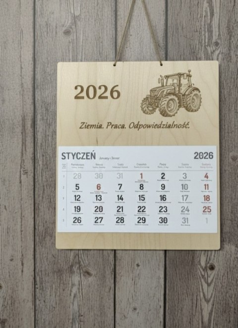 Kalendarz Drewniany 2026 Fendt 728| Personalizowany | Prezent