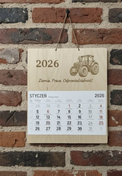 Kalendarz Drewniany 2026 Fendt 728| Personalizowany | Prezent