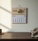 Kalendarz Drewniany 2026 Kombajn Bizon Rolniczy Ścienny Prezent handmade
