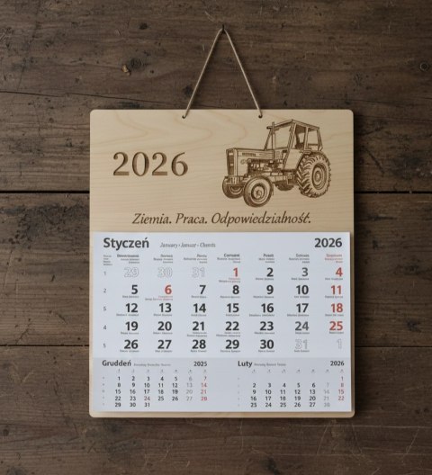 Kalendarz Drewniany 2026 Ursus C-360 | Personalizowany | Prezent