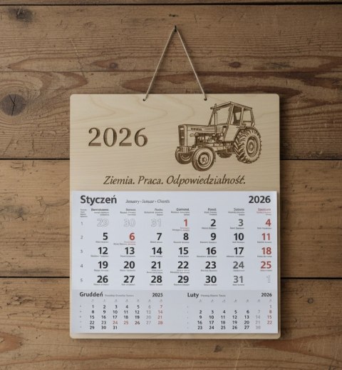 Kalendarz Drewniany 2026 Ursus C-360 | Personalizowany | Prezent