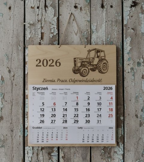 Kalendarz Drewniany 2026 Ursus C-360 | Personalizowany | Prezent