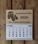 Kalendarz Drewniany 2026 z Ciągnikiem MTZ 82 | Personalizowany | Prezent